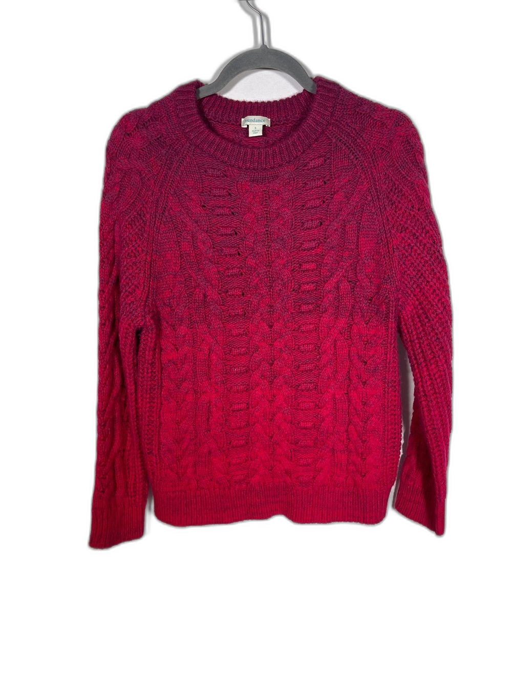 SUNDANCE WOMENS CREWNECK PURPLE PINK OMBRE SWEATER SMALL WOOL